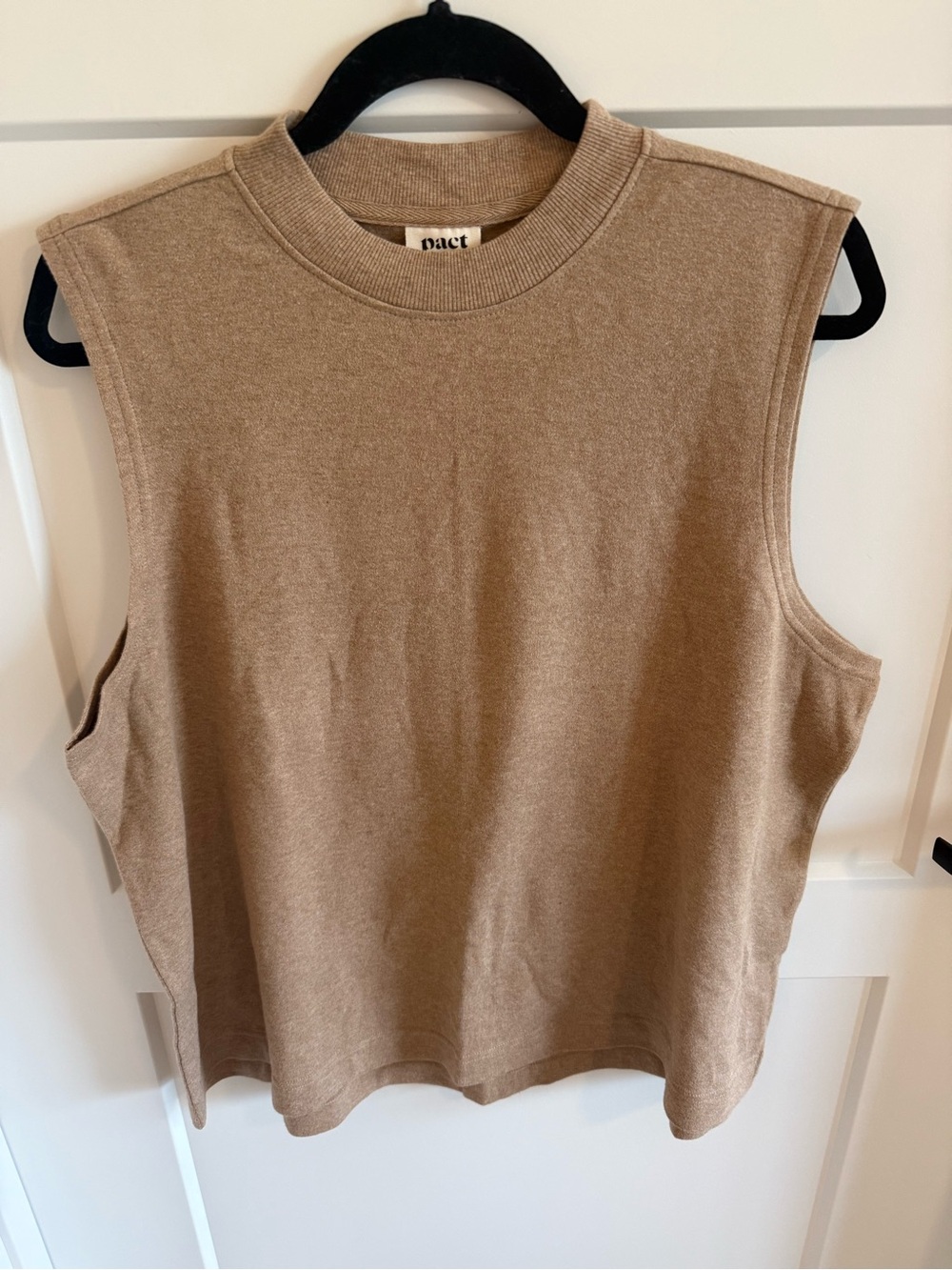 PACT Organic Cotton Sleeveless Muscle Tank Top Tan Taupe XL Minimalist